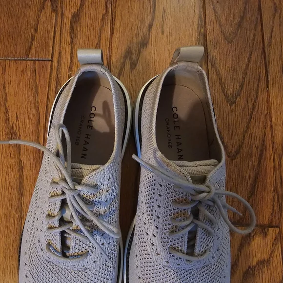 Cole Haan Light Gray Knit Wing Oxfords - Picture 2 of 8